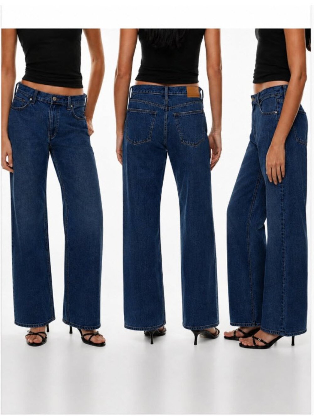 Denim Forum 90s Lo-Rise Baggy Wide Leg Jeans Dark Blue Size 27